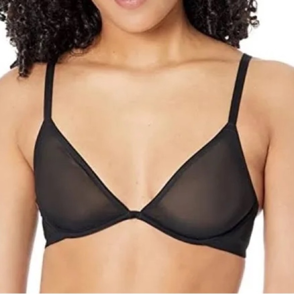 NWT Calvin Klein Women's Sheer Marquisette Unlined Plunge Bra Size 32B
